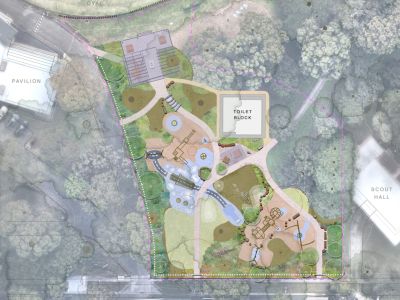 Graphic map showing layout of the new playground design
